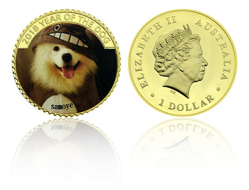 Robmar Australia-moneda-aleacion Baño Plata 24-perro Samoye