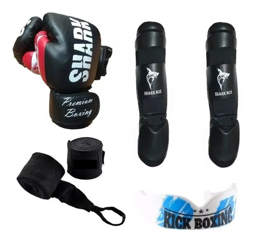 Kit Kick Boxing,mma, Guante Profesionales+tibial+venda+bucal