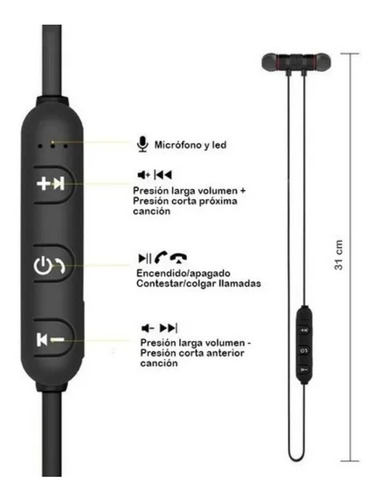 Audífono Bluetooth V4.2 M5 Deportivos Magnéticos