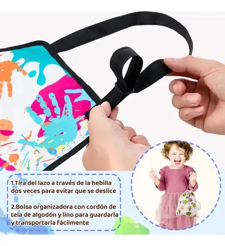 KUMSODE Delantal De Pintura Impermeable Para Niños + 10 Pinceles – Talla Única Para 3-12 Años, Con Bolsillo