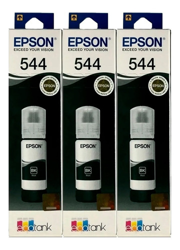 Combo 3 Botella Tinta Epson 544 Dye Negro T544120 