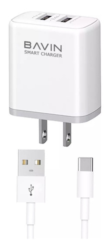 Cargador iPhone Doble Usb Bavin Pc829 Con Cable Lightning