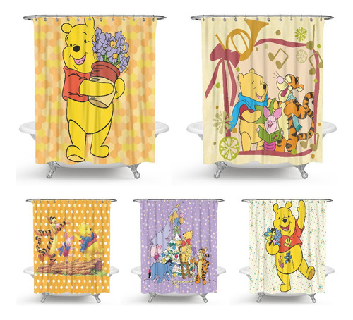 Cortina De Ducha Impermeable Con Diseño 3d De Winnie The Poo