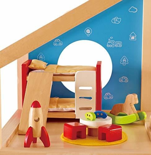 Hape Wooden Muñeca Casa Muebles Habitación Infantil Con Ac