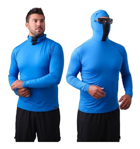 Camisa Prot. Uv50 C/ Capuz Repelente À Insetos Azul Caneta
