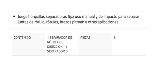 Juego De Horquillas Separadoras Y Accesorios, Chasis 888
