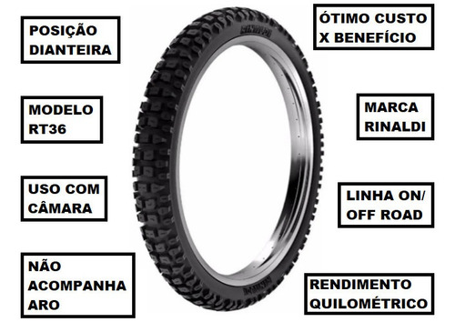 Pneu De Moto Rinaldi Dianteiro 90/90-21 Rt36 Yamaha Wr 450 F