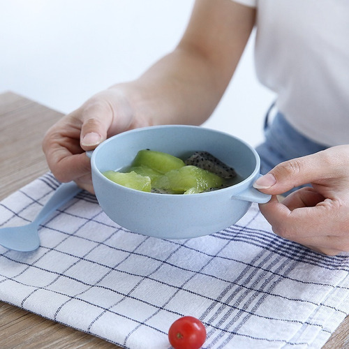 Imagen 4 de 4 de Plato Bowl + Cuchara De Fibra De Bambú Para Bebé Ecofriendly