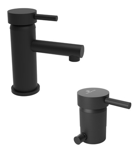 Combo De Griferias Estalgrif Arona Negro Lavatorio Y Bidet