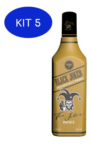 Kit 5 Whisky Black Joker Honey 980ml