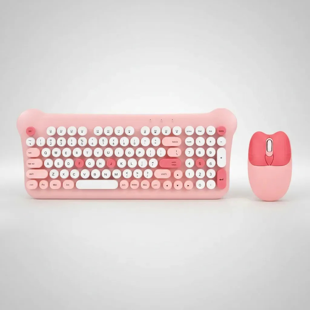 Kit Teclado y Mouse Gamer Inalámbrico Aoas AS-212 para PC en Rosa