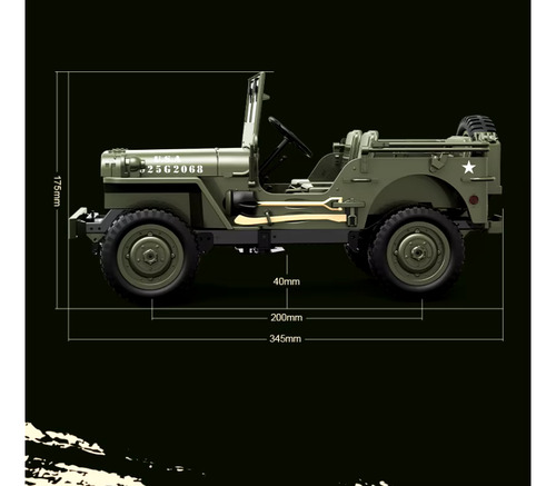 Auto A Control Remoto 1941 Jeep Willys 1/10 Rc 4x4 C8815