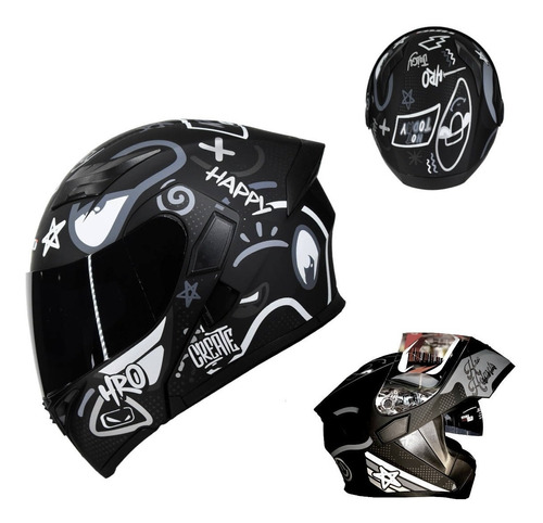 Casco Para Moto Hro 3400dv Abstract Gris Con Luz Stop