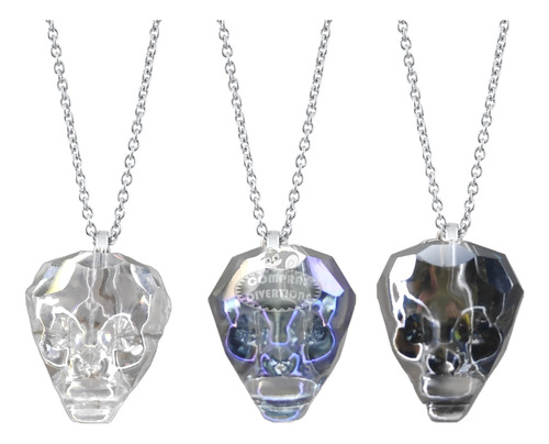 Dije Craneo Skull Calavera Transparente Cristal Con Cadena