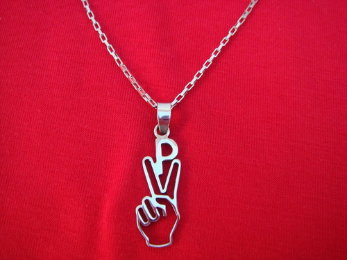 Dije Acero Mano V Viva Peron Dedos Peronista Con Cadena