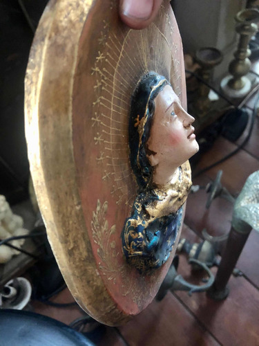 Imagen 2 de 3 de Virgen Tallada Madera Antigua
