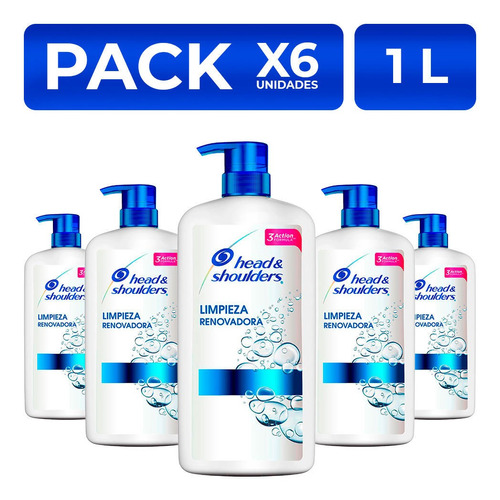 Packx6 Shampoo Head&shoulders Limpieza Renovadora 1l