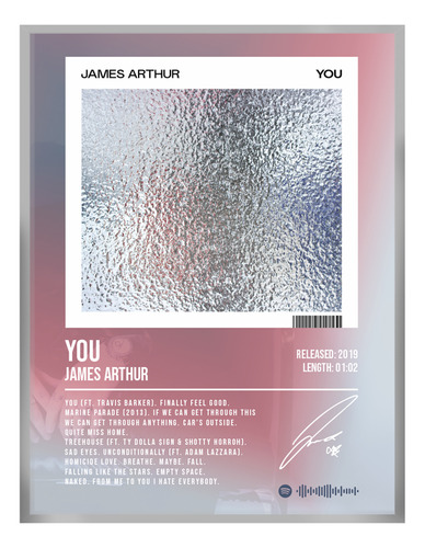 Poster James Arthur You Album Music Firma 45x30