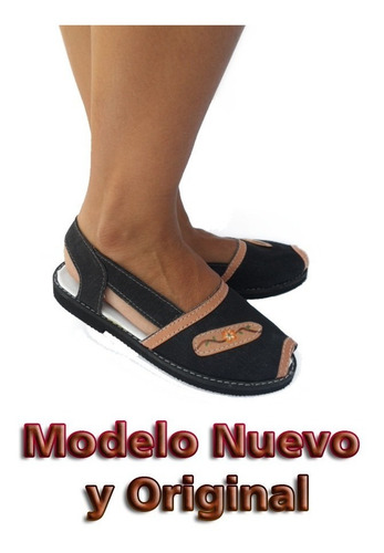 Imagen 3 de 6 de Alpargata Para Dama En Jeans Negro Con Aplicaciones En Cuero