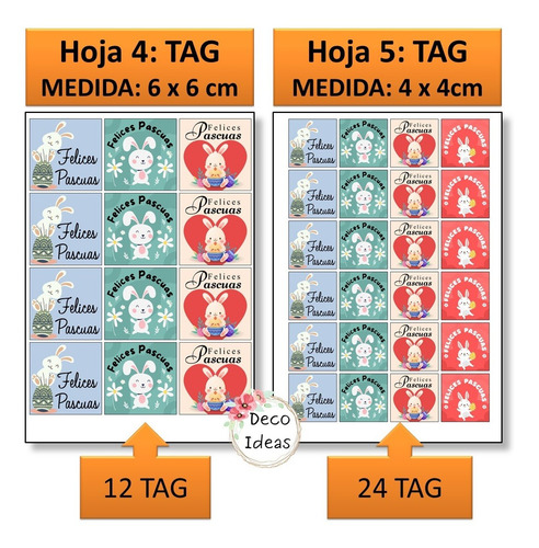 Imagen 5 de 6 de Kit Imprimible 005 Felices Pascuas Tags Etiquetas Stikers
