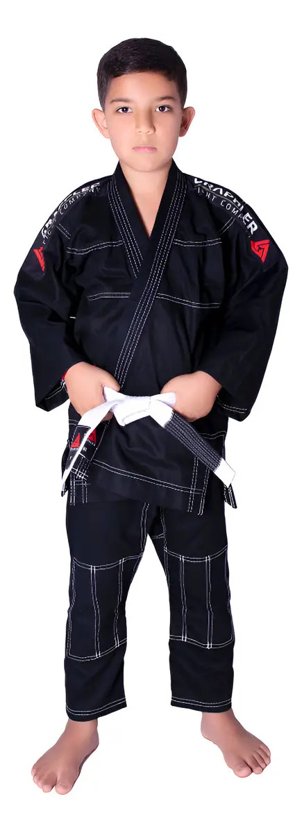 Kimono Jiu Jitsu Reforçado Preto + Faixa !!! Tamanho M3 11 A 12 Anos Ate 1,50 Metros