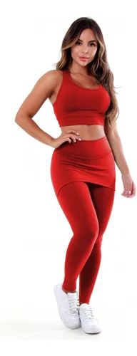 Roupas de academia calça com best sale saia