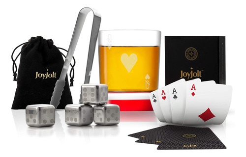 Joyjolt Juego De Vasos De Whisky De Poker Queen Of Hearts 