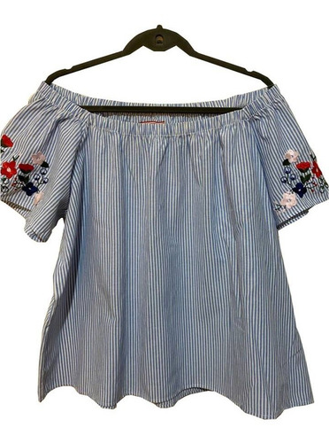 Blusa Camisola Escote Fruncido Para Hombros Bordada Yagmour