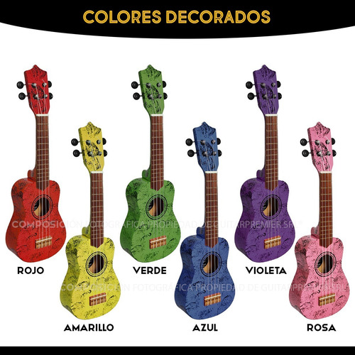 Imagen 4 de 10 de Ukelele Electroacustico Soprano Superior + Funda Pua Colores
