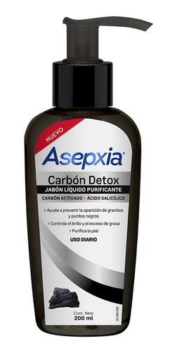 Asepxia Carbón Detox Jabón Líquido 200ml
