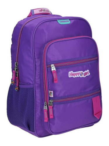 Mochila Grande Púrpura Portalaptop Happy Girl Maltas Color Violeta