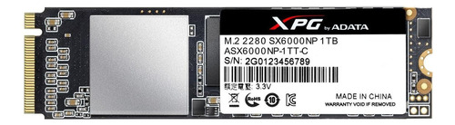 Disco sólido SSD interno XPG ASX6000NP-1TT-C 1TB negro