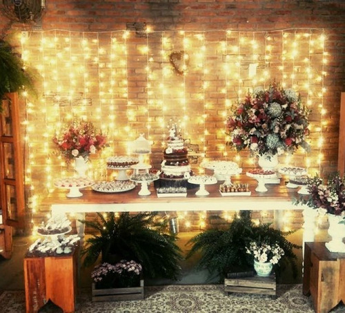 Imagem 4 de 8 de Cortina 500 Leds Branco Quente 3 X 2,5 Metros Casamentos