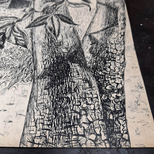 Imagem 6 de 8 de Pintura Desenho Bico De Pena Nanquim Antigo Sem Moldura