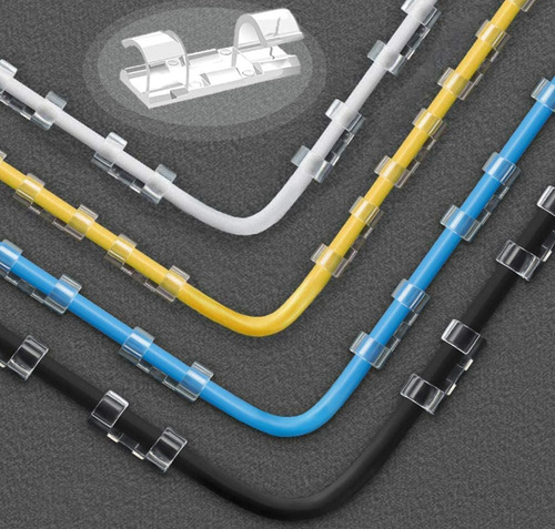 Kit Clips Organizador Cabos E Fios Adesivo Autoadesivo 40un