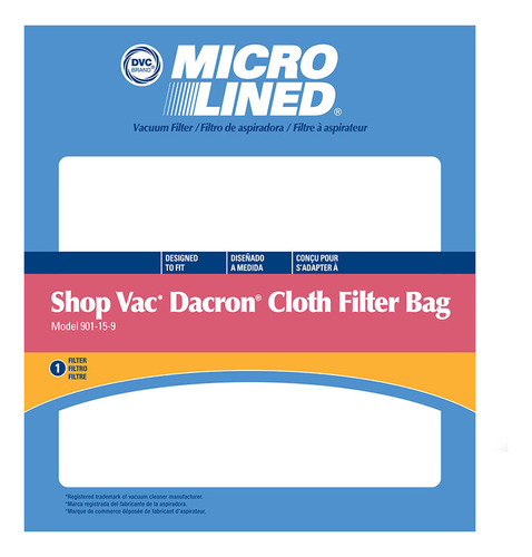 Dry Cloth Filter Bag For Shop-vac 901-15-00 Super Performa