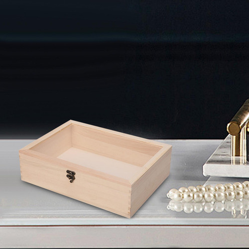 Caja De Almacenamiento De Madera Con Tapa Acrílica Transpare