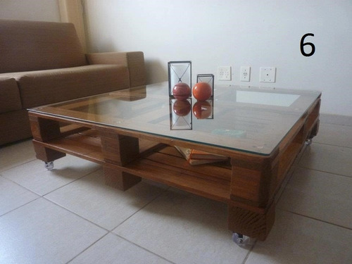 Mesa Ratona Pallet C/ruedas Y Vidrio + Envios