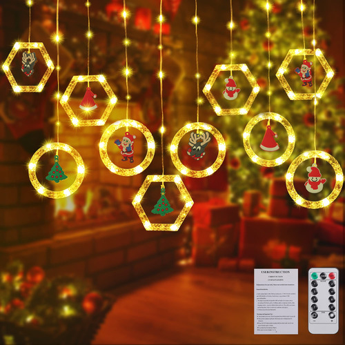 Luz Ventana Navidad Para Decoracion Interior 120 Led 10 Pie