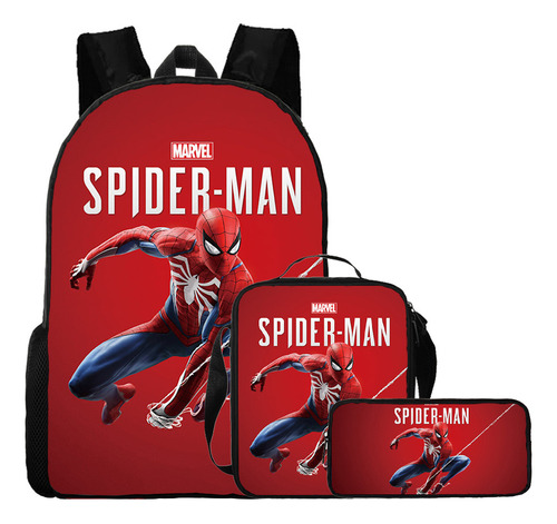 2023spiderman Mochila Estudiante Super Man Backpack 3 Piezas