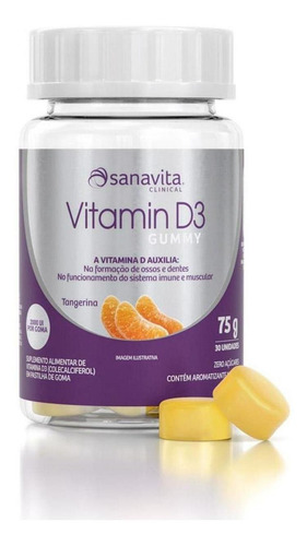 Vitamin D3 Gummy 2000ui 30 Gomas Sanavita Tangerina