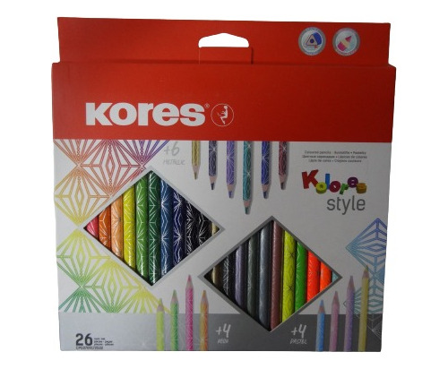 Creyones De Madera Triangulares Kores Style ( 26 Colores )