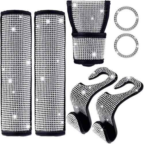 7pcs Bling Acessórios De Decoração Carro Para Mulher