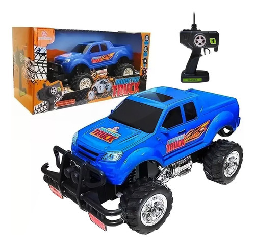 Carrinho De Controle Remoto Pick Up Monster Para Crianças Cor Azul