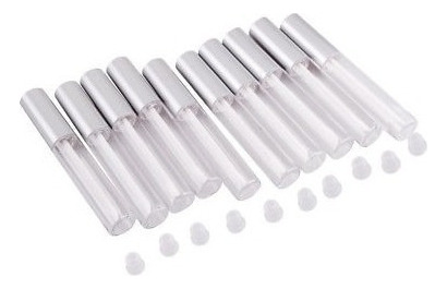 10pcs Tubo Plata Tapa Vacía Claro Pet Brillo De Labios Lip B