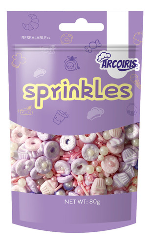 Sprinkles Donitas Cupcakes Color Lila Y Rosa Perlas 80g