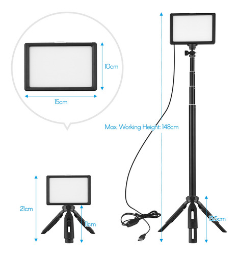 Imagen 5 de 9 de Andoer - Kit De Luz De Vídeo Led Usb Para Fotografía