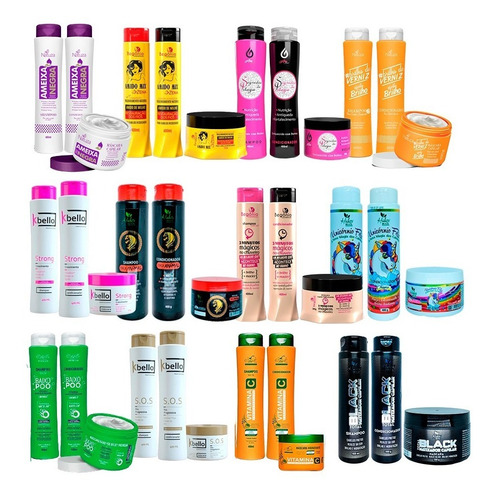 30 Produtos (10 Kits) Shampoo + Condicionador + Máscara R2