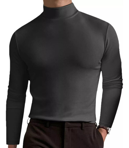 Camiseta Térmica De Manga Larga Con Cuello Alto Para Hombre