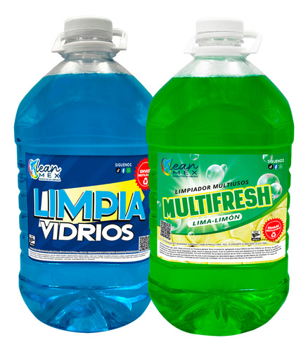 Limpiador Tipo Fabuloso Lima Limon 5lt + Limpia Vidrios 5lt